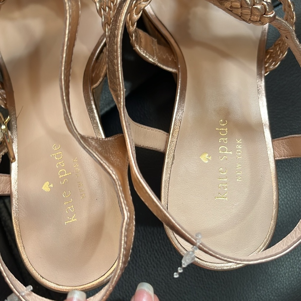 kate spade Rose Gold Woven Wedge Sandals - Picture 7 of 8
